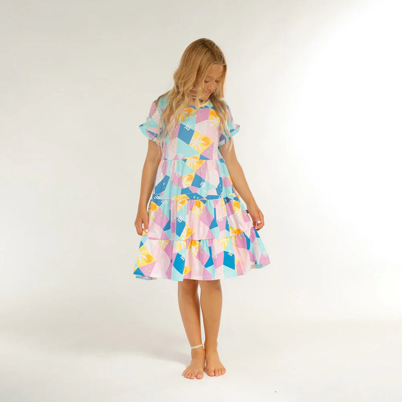 Hello Stranger | Girls Pixie SS Dress - Geo