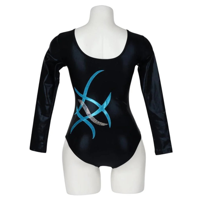 GY102-4 Child Black Turquoise Leotard - child