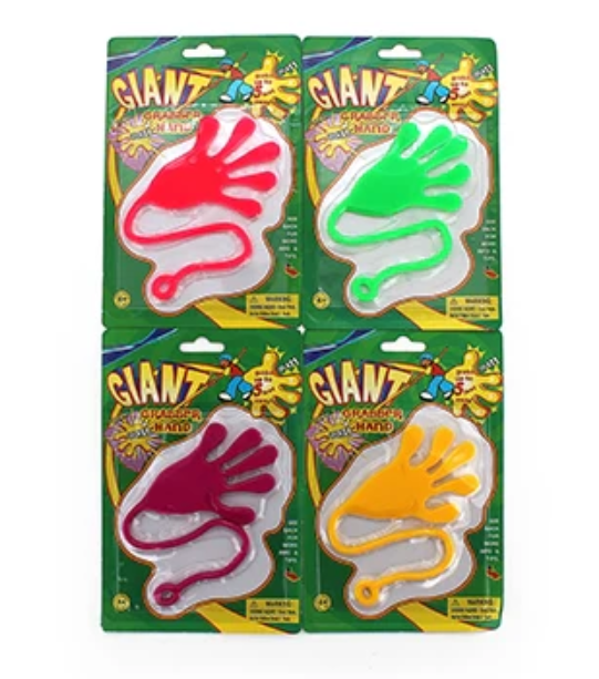 GIANT STICKY HAND ON CARD (3 COLOURS ASSTD)