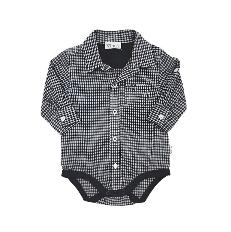 Love Henry | Baby Boys Dress Shirt Romper - Gingham