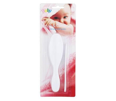 BABY BRUSH & COMB SET - WHITE