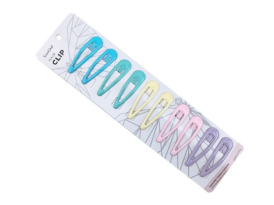 10pc Plastic Coated Hair Snap Clip - 5cm - Pastel Colour 4.99