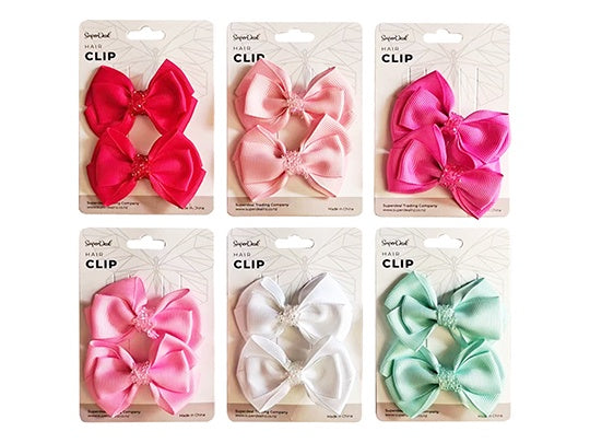 2pc Ribbon Hair Clip - Solid Colour