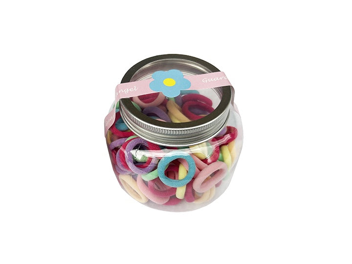 100pcs Small Hair Ties in a Jar - Bright Colours 