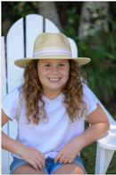 Hat - Hattie Panama Pink White Stripe 6-12yrs