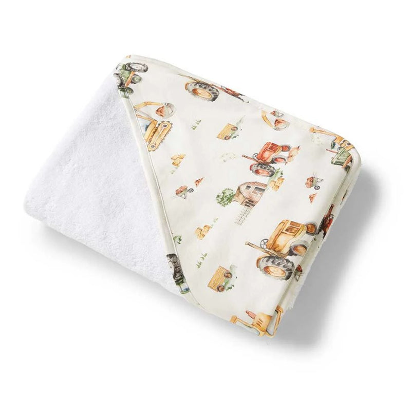 Snuggle Hunny | Diggers & Tractors Organic Hooded Baby Towel