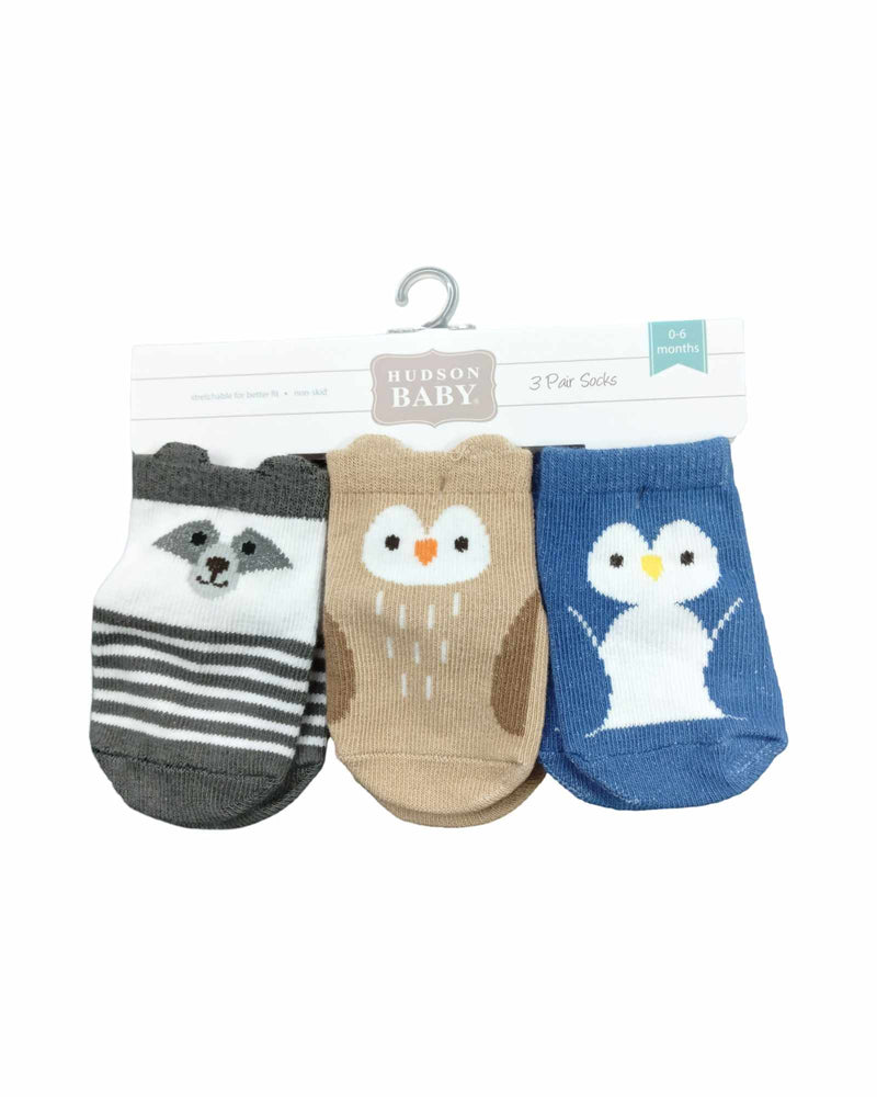 Hudson Baby  |3 Pair Socks - Animal Prints 0-6m