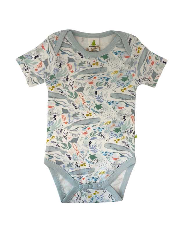 Imababywear | Baby Boys Short Sleeve Bodysuit - Ocean Life