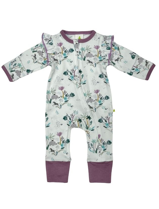 Imababy | Long Sleeve Frill Zipsuit - Madagascar Forest