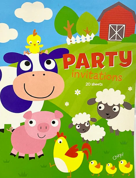 Art Wrap | Farm Animal Theme Party Invitations 20 Sheets