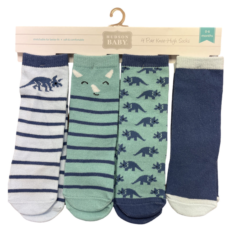 Hudson Baby High Sock Set 4pk - Blue Dino