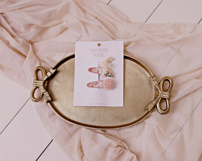 Confetti Kidz | Embroidered Clip Set - Bunny Hop