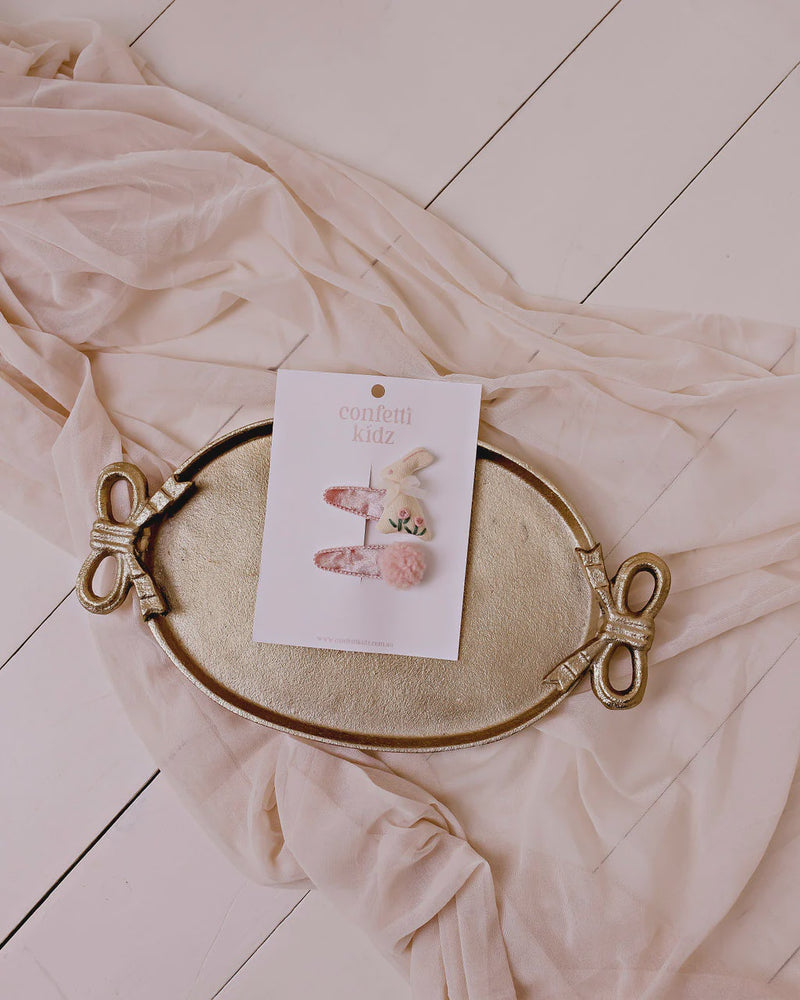 Confetti Kidz | Embroidered Clip Set - Bunny Hop