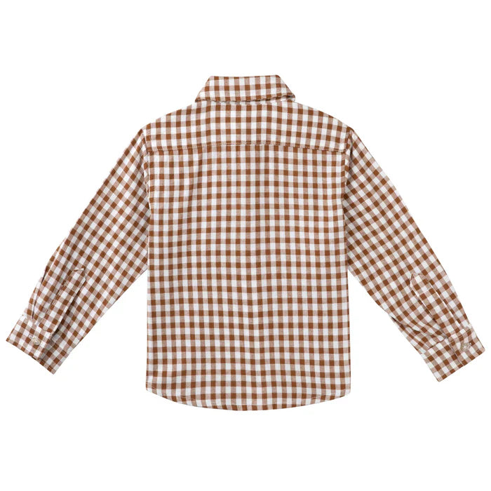 DESIGNER KIDZ | OLIVER L/S BUTTON SHIRT - COCOA GINGHAM