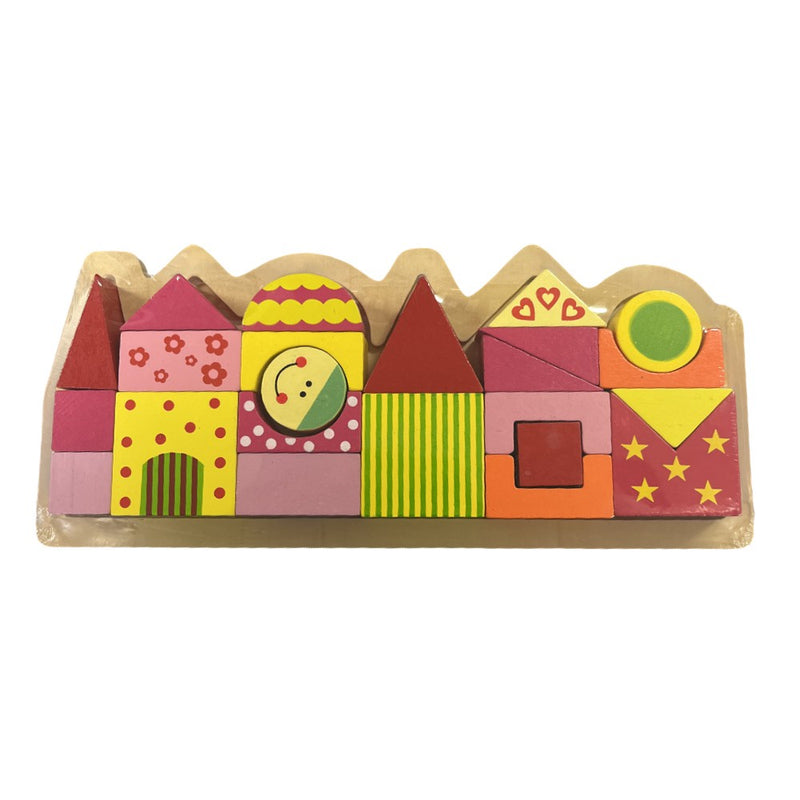 Little House Building Blocks 24pcs - Pink