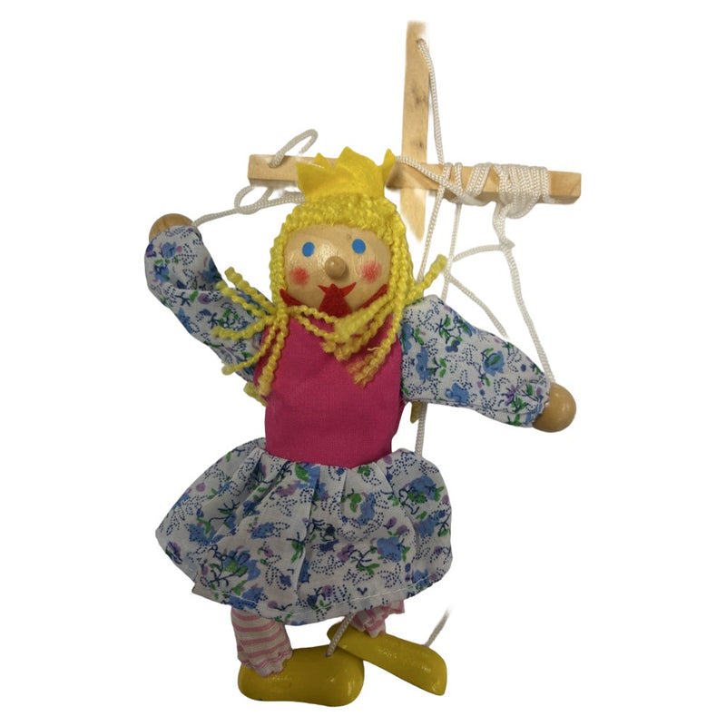 Pull String Puppet Female Wooden Marionette Toy - Asst
