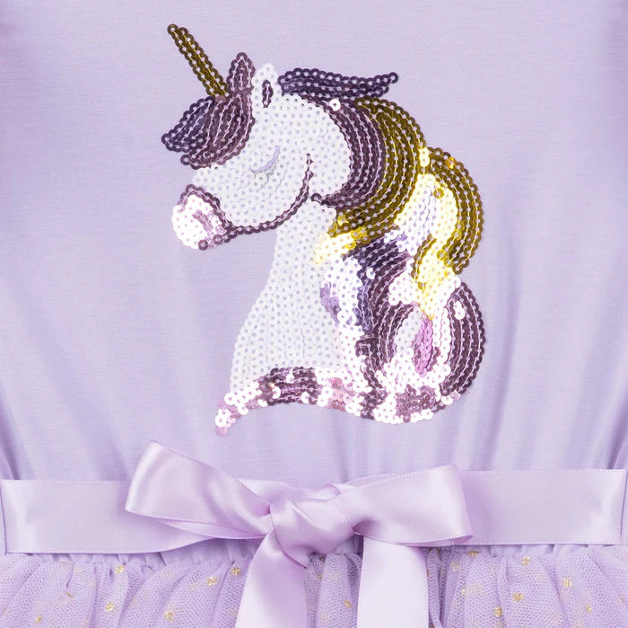 Designer Kidz | UNICORN SEQUIN S/S TUTU DRESS - LAVENDER