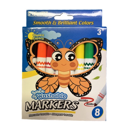 Bazic | 8 Colours Jumbo Washabale Markers