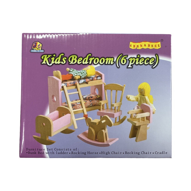 Wooden Dolls House Furniture - Kids Bedroom