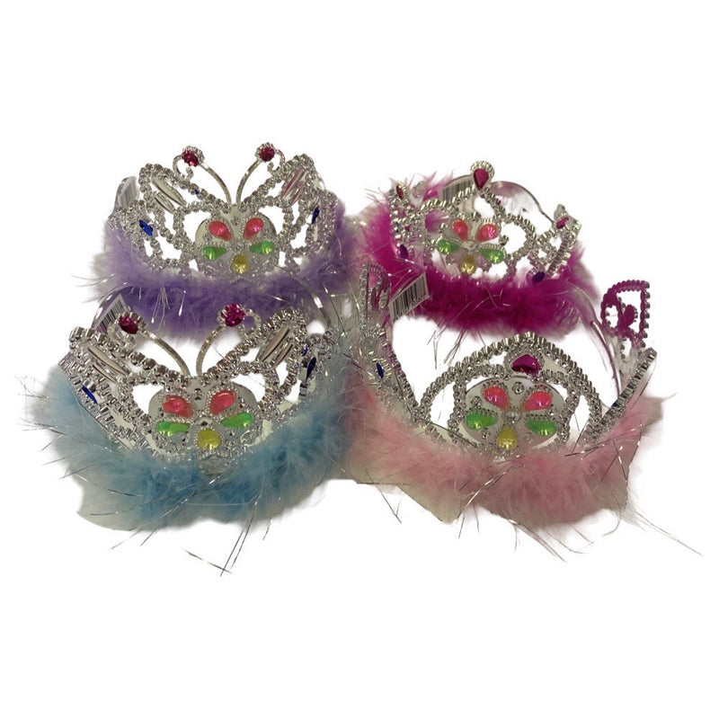 Plastic Tiara with Fur & Rhinstone