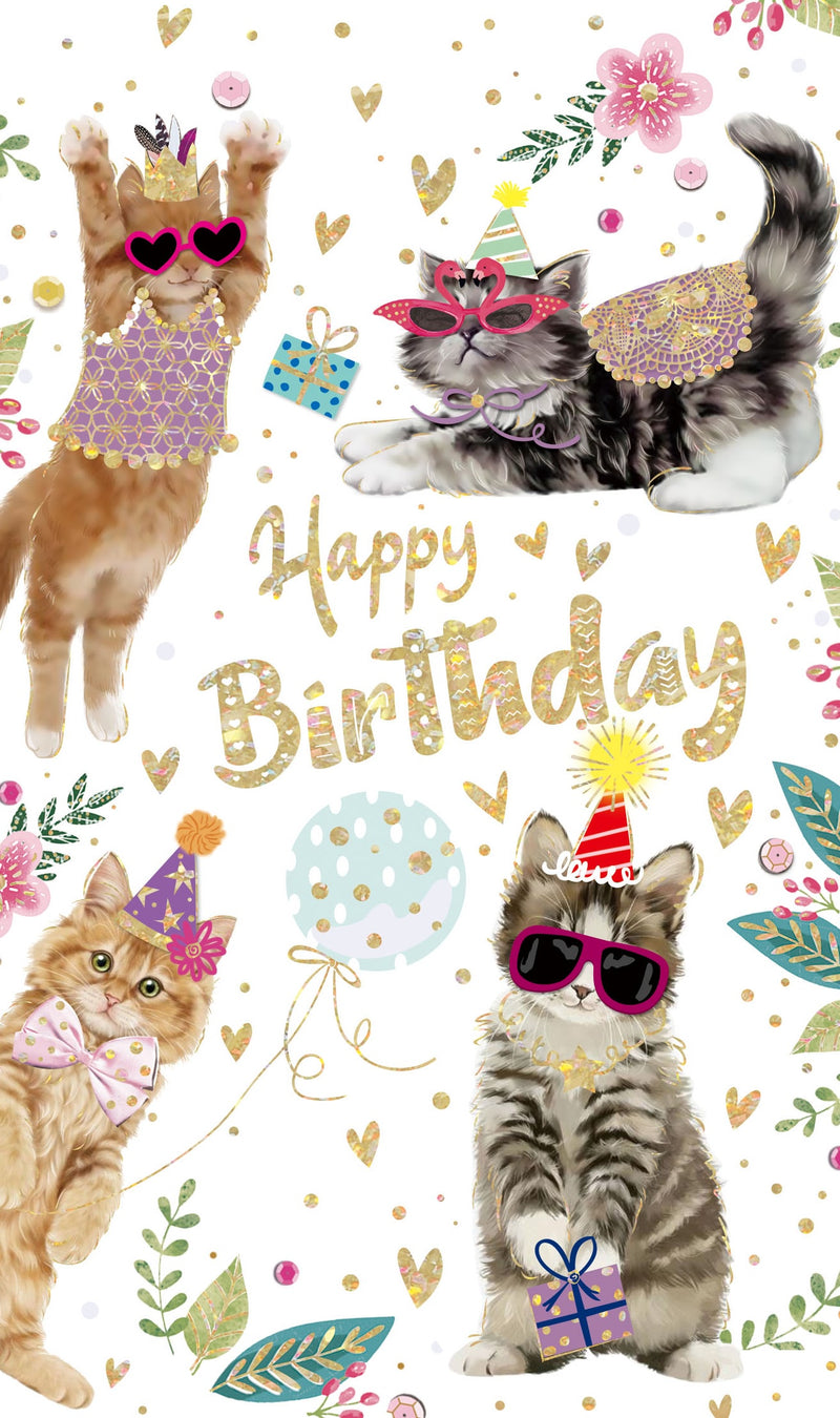 Happy Birthday - Cat card (Girl)