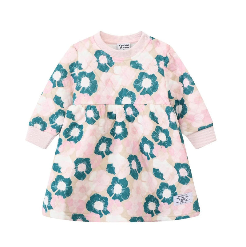 Cracked Soda | Baby Girl's Jade Floral Dress - Pink