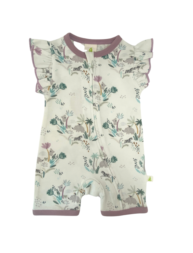 Imababy | Short Sleeve Frill Zipsuit - Madagascar Forest