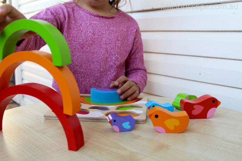 Bird and Rainbow Puzzle Wooden | Kiddie connect