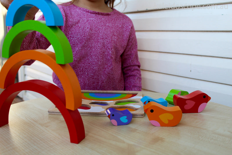 Bird and Rainbow Puzzle Wooden | Kiddie connect