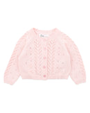 Bébé | Girls Organic Pink Pointelle Cardi - Pale Pink