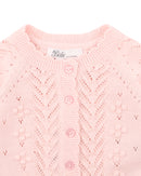 Bébé | Girls Organic Pink Pointelle Cardi - Pale Pink
