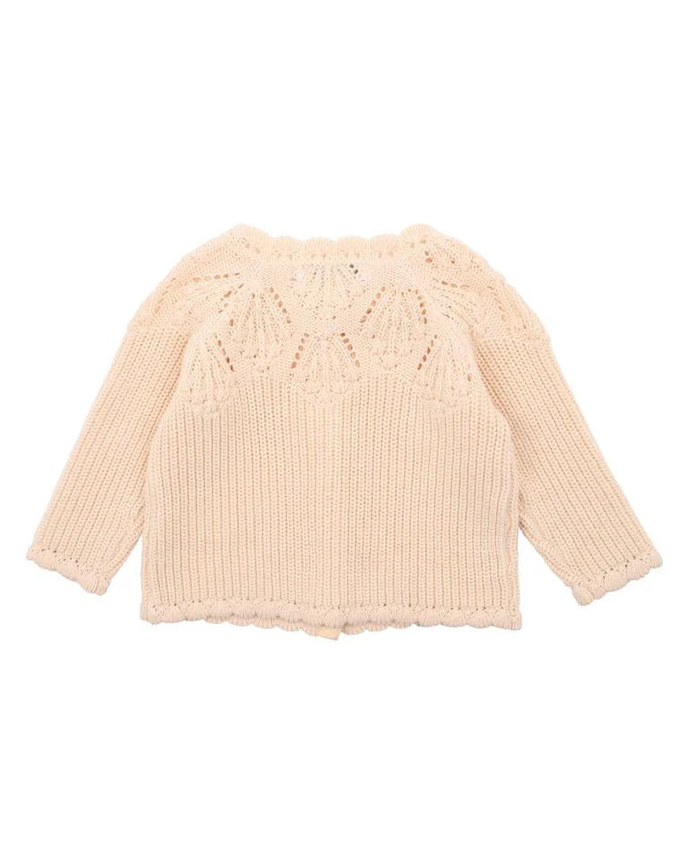 Bébé | 100% Cotton Knitted Baby Cardigan - Double Cream