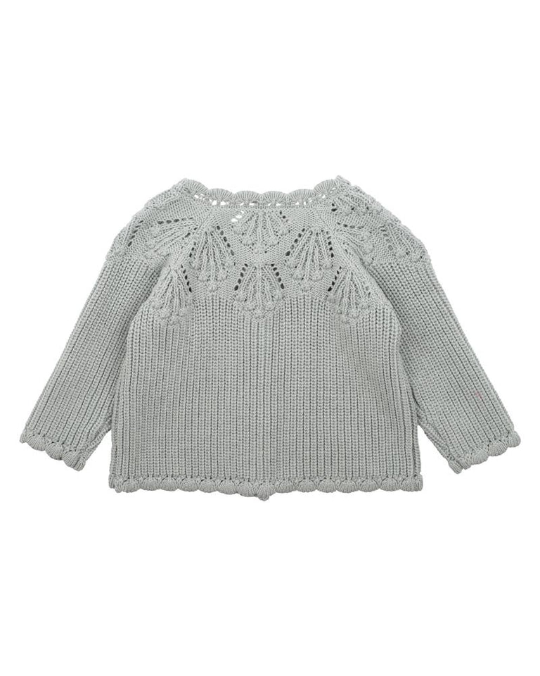 Bébé | 100% Cotton Knitted Baby Cardigan - Pistachio