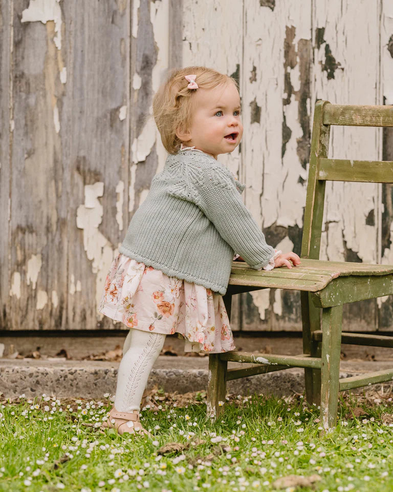 Bébé | 100% Cotton Knitted Baby Cardigan - Pistachio