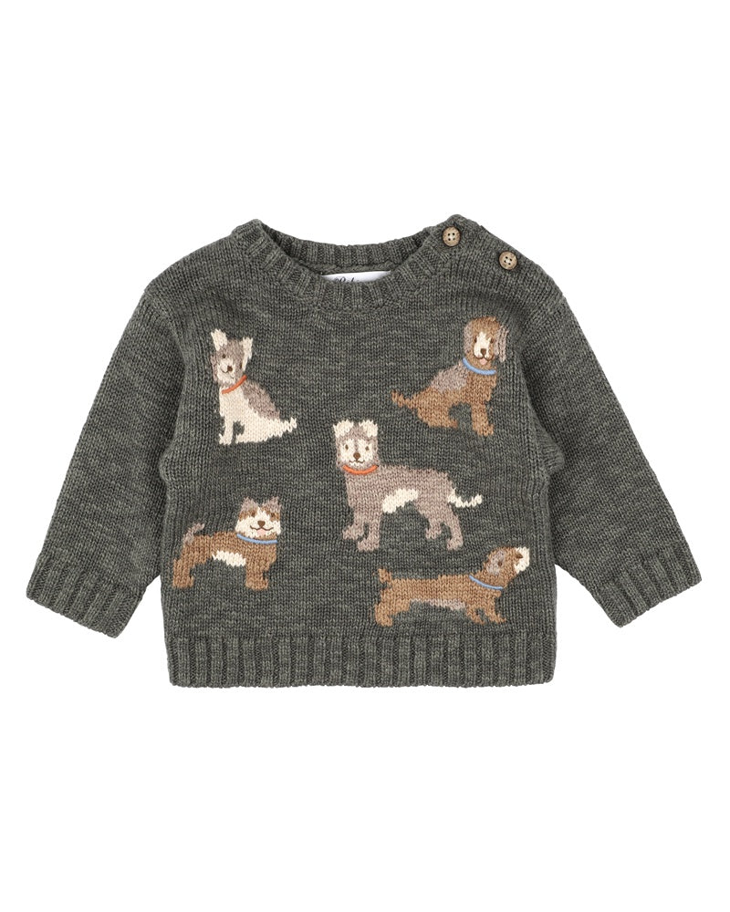 Bébé | Austin Dogs Knitted Jumper - Moss Green