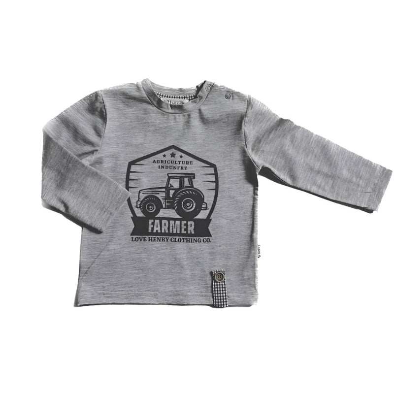 Love Henry |  Baby Boys LS Graphic Tee - Farmer Tractor