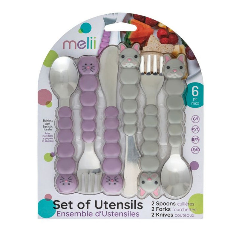 Melii Utensil Animal Set 6 Piece - asstd