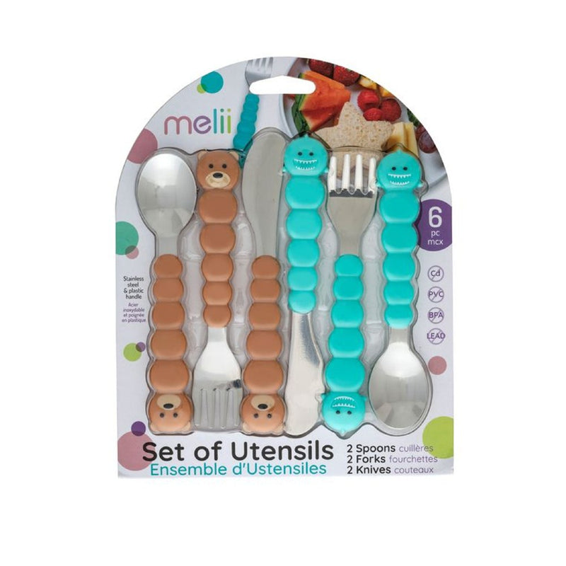 Melii Utensil Animal Set 6 Piece - asstd