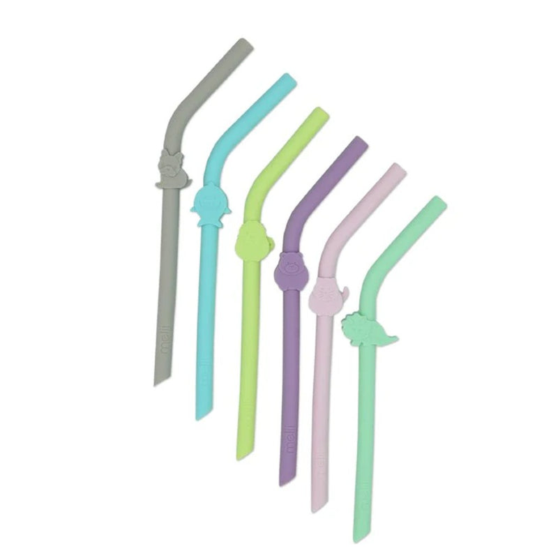 Melii Silicone Animal Straws with Cleaning Brush