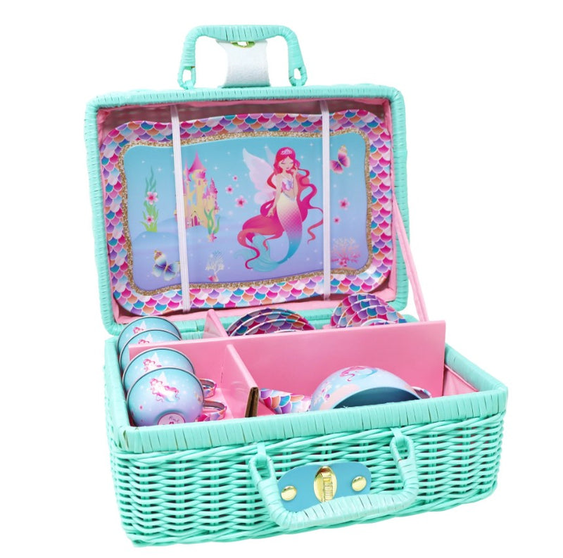 Pink Poppy | Shimmering Mermaid Tea Set in Basket