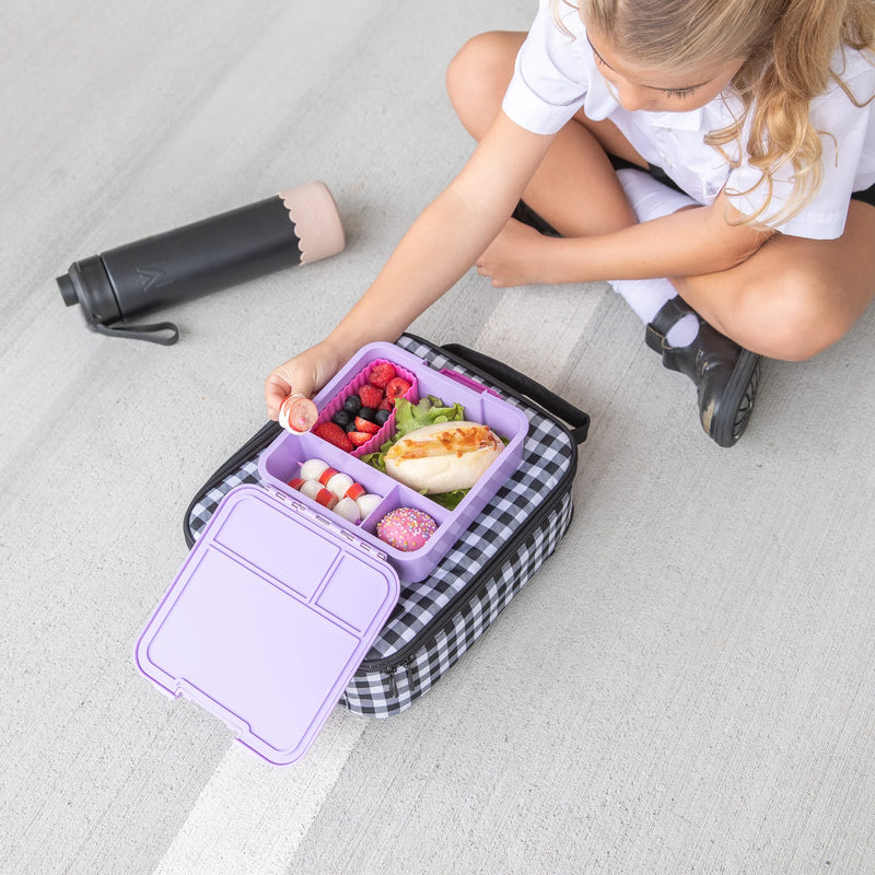 MontiiCo Insulated Lunch Bag - Black Gingham