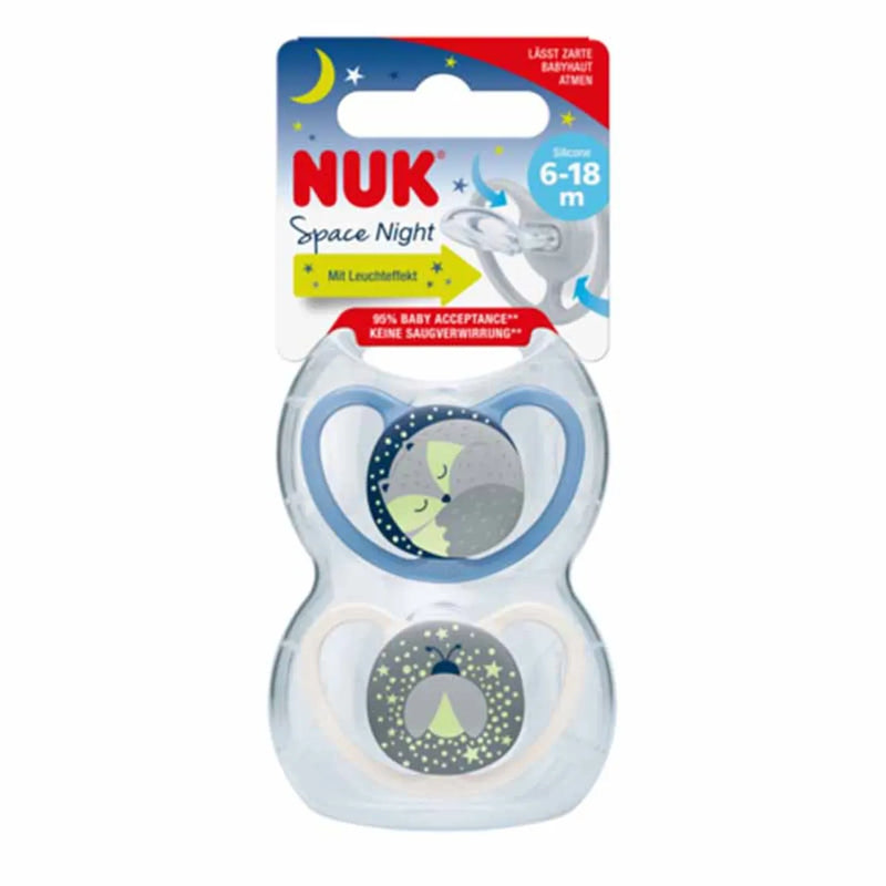 NUK - Space Night Silicone Soother 6-18m 2pc - Fox & Firefly