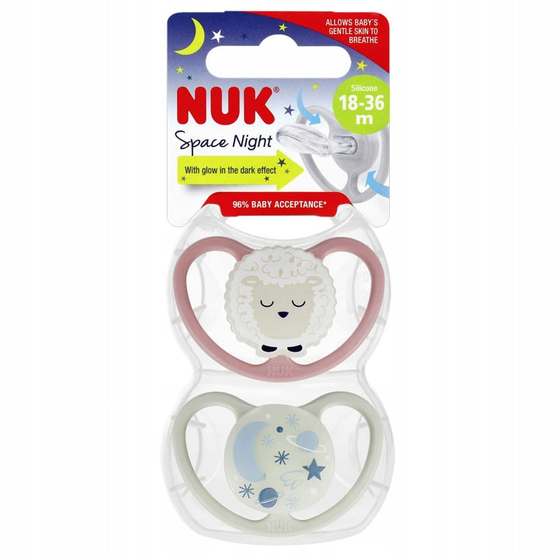 NUK - Space Night Silicone Soother 6-18m 2pc - Fox & Firefly