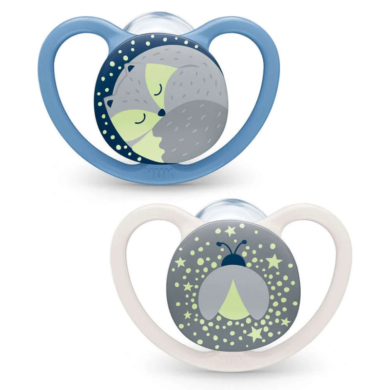 NUK - Space Night Silicone Soother 18-36mthd 2pc - Fox & Firefly