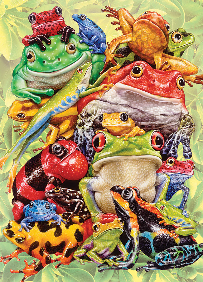 Frog Pile, 350pcs, three puzzle piece sizes Family