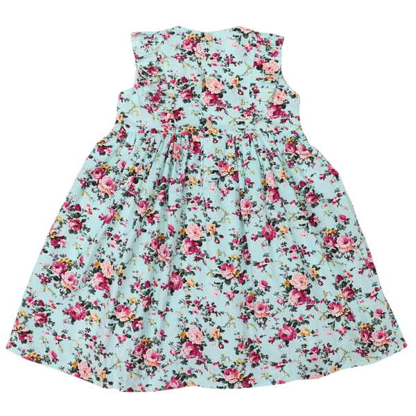 Korango | Hand Smocked Floral Dress-Aqua