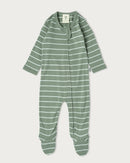 Babu | Merino All-In-One -Footed-Sage Stripe