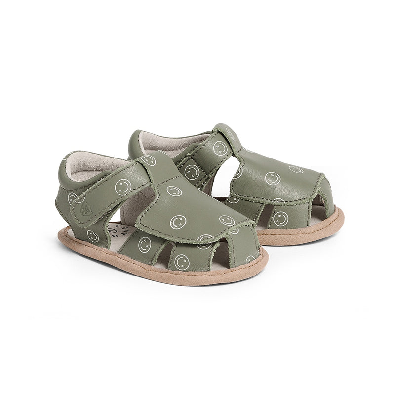 Pretty Brave | Baby Boy's Milo Khaki Smiley Sandal