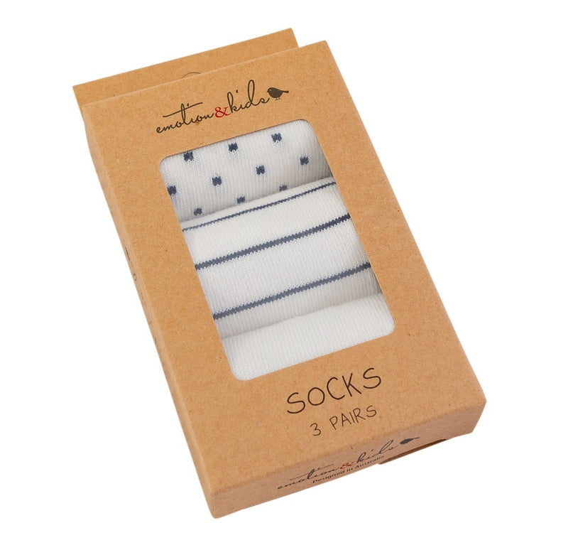 Navy Dots & Stripes Socks 3 Pack
