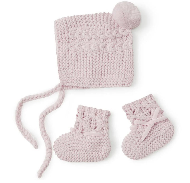 Snuggle Hunny | Pink Merino Wool Bonnet & Booties